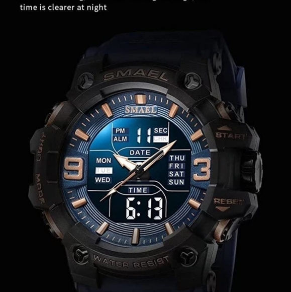 SMAEL Men's Military Sports Digital Watch Waterproof LED Date Alarm & wallet - Picture 4 of 8